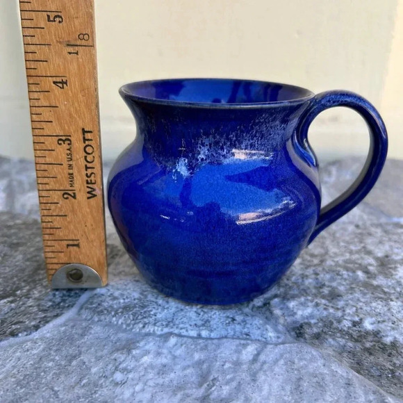 LATHAM'S POTTERY Seagrove NC Cobalt Blue Glazed 4" Mug Signed BRUCE LATHAM '99 - Picture 8 of 13